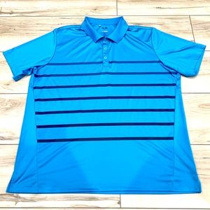 Adidas Pure Motion Cool Max Mens Size 2XL Vented Polo Golf Shirt Teal Striped